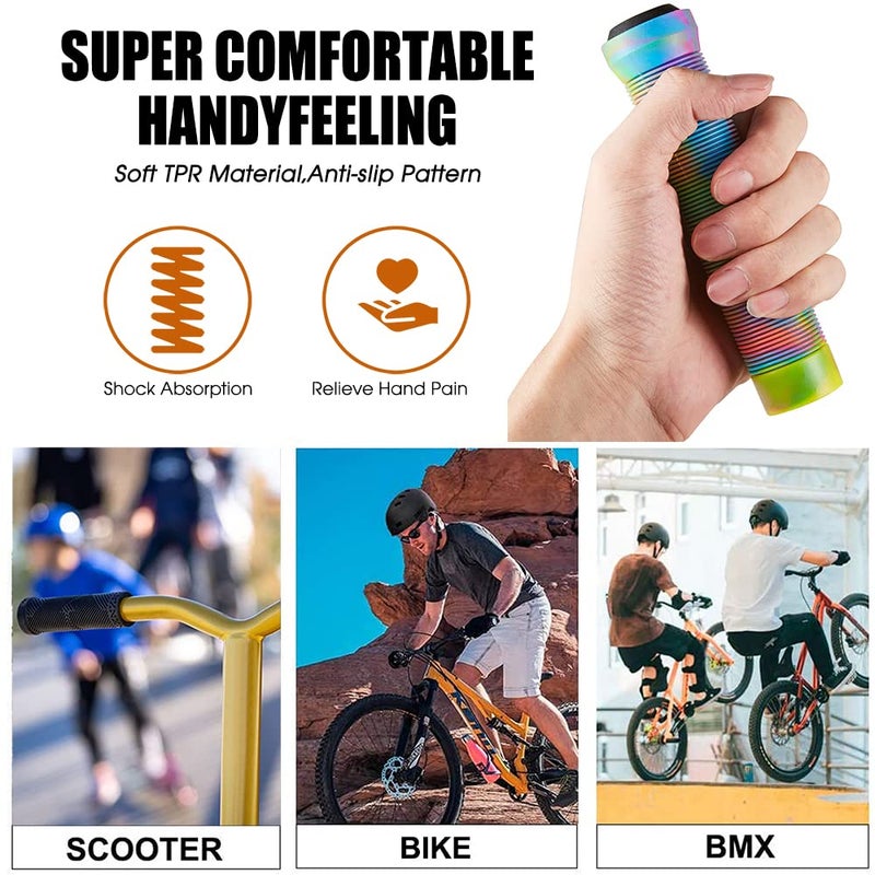 Kutrick Scooter Grips - Mixed Color Bike Bicycle MTB Scooter Handlebar Grips | 145mm Soft Handle Grips for Pro Stunt Kick Scooter, BMX Bikes,Mountain Bike - Image 3